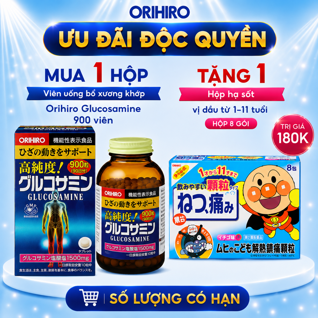 Viên uống bổ xương khớp Orihiro Glucosamin 900 viên
