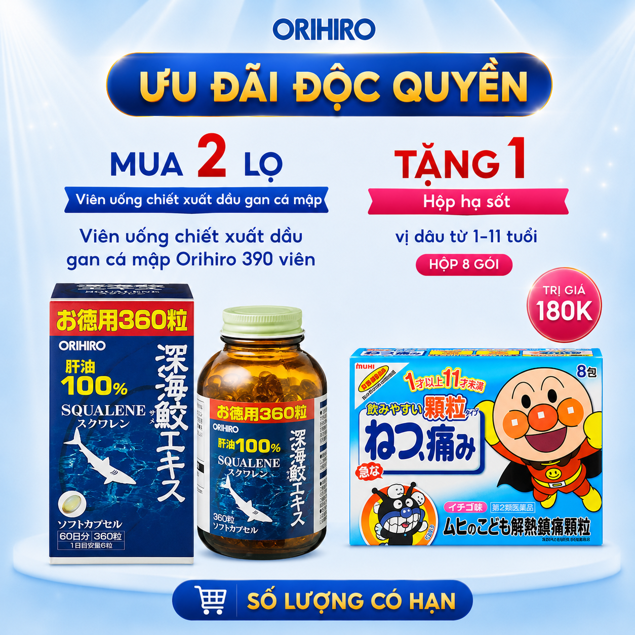 Viên uống sụn vi cá mập Orihio 390 viên