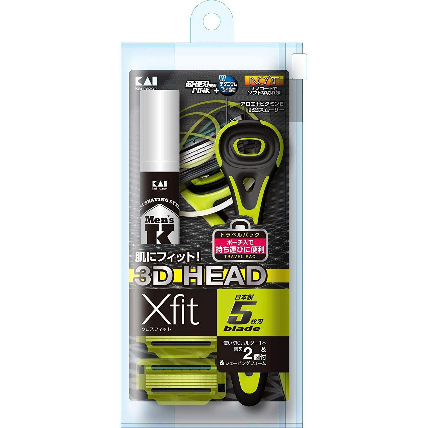 Set 5 dao cạo râu Kai 5 lưỡi kép kèm kem cạo râu Xfit
