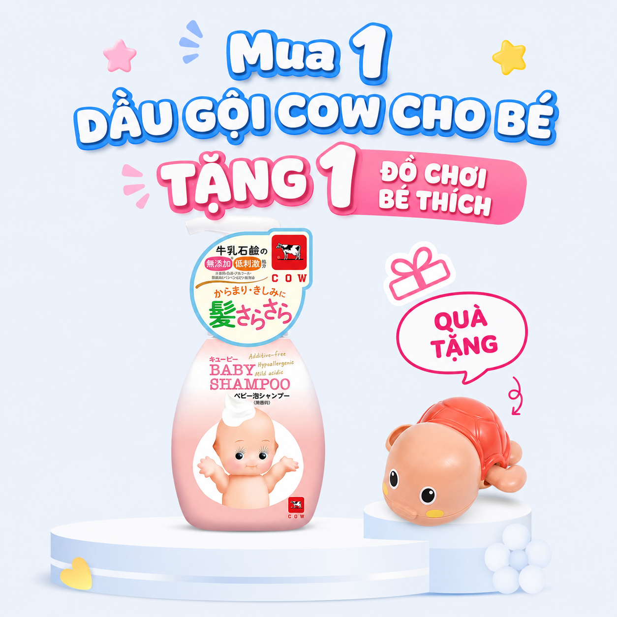 Sữa tắm gội cho bé Kewpie Baby Soap tạo bọt 350ml - Màu hồng